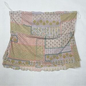 See You Monday LA Tube Top Womens XL Multicolor Patchwork Print Mesh Y2K